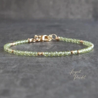 Pulsera A++ Peridoto Verde Micro Facetado Redonda Pequeñas Cuentas Amor Prosperidad 6-8" Foto 1 de 4