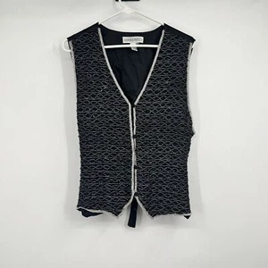 Chaleco elegante de seda pura negro con cuentas pesadas botón hadas gótico hadas Plus 2X - Imagen 1 de 8