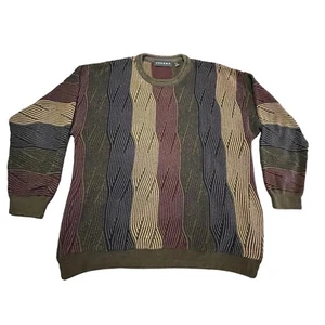 VTG Tundra Sweater Men L 3D Knit Grunge Pullover Cable Stripe Made in Canada Y2K - Picture 1 of 11