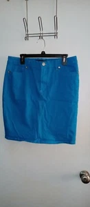 Womens Nine West Turquoise Denim Skirt Sz 14/32 - Picture 1 of 3