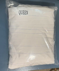 Room Essentials Queen Sized Sheet Set (4 - piece set) w/ Blue Stripes NEW! - Picture 1 of 4