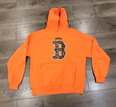 Boston Red Sox Orange￼ Sweater Hoodie Mens Size Large Stitches Cover