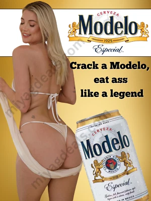 Funny Huge Vintage Retro Beer Poster  Modelo Beer  18x24 Inches Classic 90s ART - Image 1 of 2