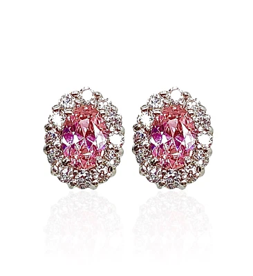 Pendientes ovalados con halo elementos de Swarovski enchapados en oro blanco de 18 quilates Foto 1 de 2