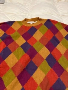 Perry Ellis Vibrant Multi-Color Plaid Sweater - Picture 1 of 6