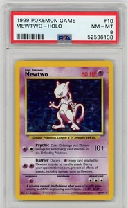 PSA 8 MINT Mewtwo 1999 Pokemon Base Set UNLIMITED #10/102 Holo Rare 52596138 - Picture 1 of 2
