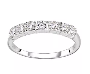 Sterling Silver 0.75ct 7 Stone Eternity Ring - sizes J to V - Simulated Diamond - Picture 1 of 6