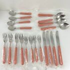 Orange Peach  Plastic Handle Flatware Spoons Forks + knives  New 20 piece set