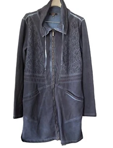 EUC YEST dunkelblau Stonewash leichte dehnbare Jacke Pullover Spitzendetail - 12 - Bild 1 von 19