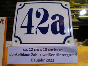 Número de casa 42a azul oscuro número fondo blanco 12cmx10cm El esmalte real - Imagen 1 de 24