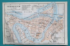 NORWAY Trondhjem Plan & Town Environs - 1912 Baedeker 2 Maps 4 x 6" 10 x 15 cm