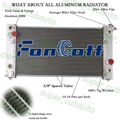 3Rows Aluminum Radiator For 1994-95 Chevy Blazer S10 GMC Sonoma Jimmy 4.3L V6 AT - Image 1 of 4