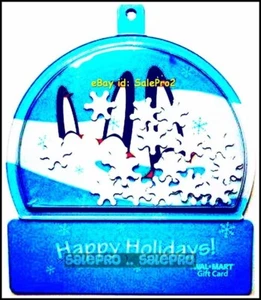 WALMART HAPPY HOLIDAYS MOVING SNOWFLAKES GLOBE PENGUINS COLLECTIBLE GIFT CARD - Picture 1 of 2