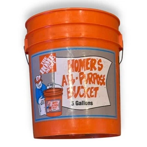 Homer's All Purpose Bucket Let’s Do This 5 Gallon Home Depot Utility Orange USA - Picture 1 of 15