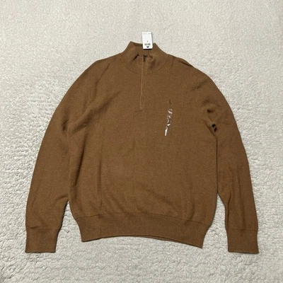 Polo Ralph Lauren Suéter Hombres Grande Marrón Cuarto Cremallera Peso Pluma Malla Tejido Foto 1 de 4