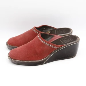 Cole Haan Womens 6.5 B Red Suede Wedge Clogs Mules Slip - Picture 1 of 8