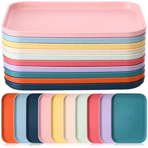 20 Pack Small Plastic Fast Food Trays Bulk 9.8 x 6.7 Inch Rectangular Colorfu... - Bild 1 von 7