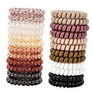 Spiral Hair Ties 24pcs No Crease Clear Brown Coil Hair Ties Spiral Ponytail - Picture 1 of 7
