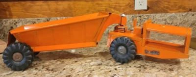Vintage 1950's Structo Bottom Dump Earth Mover Construction Orange Steel Toy USA - Image 1 of 4