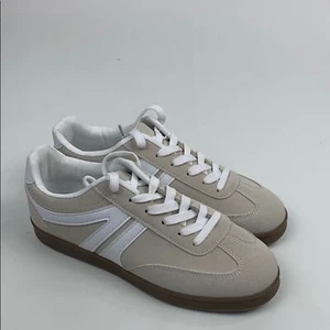 Beige Creme & White Lace up Casual Sneakers Size 40 (9) New NWOT - Picture 1 of 12