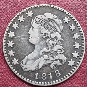 1818 Capped Bust Quarter 25c Early Type Coin Better Grade VF Details #84476 - Picture 1 of 2