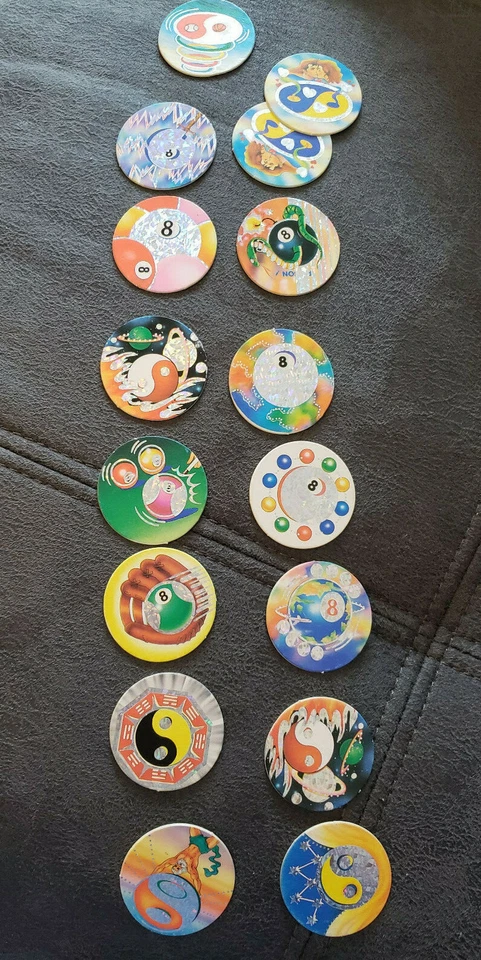 POGS 8-BALL FOILS SET LOT 16 90s Milk Caps 8 Ball Shiny Vintage Cool - Image 1 of 1