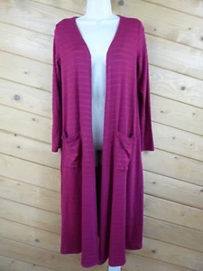 Maxi Cárdigan Largo LuLaRoe Talla S Mujer Borgoña Sarah Largo Frente Abierto Rayas - Imagen 1 de 10