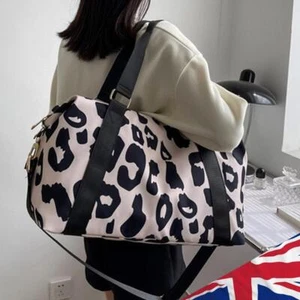 Cow Print Luggage Bag Large Capacity Waterproof Shoulder Bag for Fitness (Black) - Picture 1 of 9
