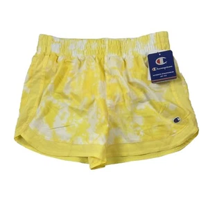 NWT Champion Athletic Shorts Youth Girls Size Large Yellow Tie Dye - Sunbeam Glo - Picture 1 of 9
