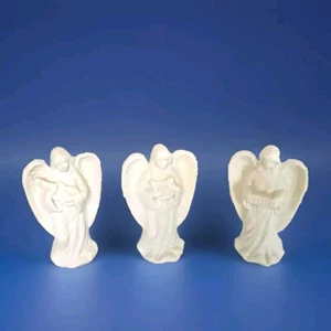 Porcelain Angels Figurines 4" Music White Holiday Seasonal Winter Set of 3 - Picture 1 of 5