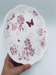Lenox Butterfly Meadow Pink Toile Accent Luncheon Plate 9” New No Chips No Crack - Picture 1 of 7