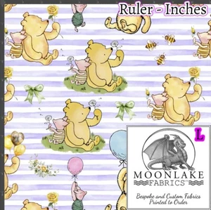 Pooh and Piglet Levender Stripe Quality Cotton Poplin Nursery Fabric *Exclusive* - Picture 1 of 6