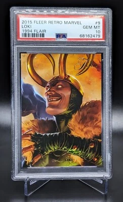 2015 Fleer Marvel Retro- 1994 Flair #9 Loki- PSA 10 Gem Mint - Image 1 of 2