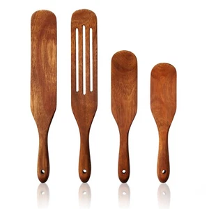 Acacia Wood Spatula/Spurtles Set 4 pieces with Bag - Picture 1 of 9