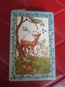 CARTE DA GIOCO VINTAGE CERVO SCOIATTOLO CONIGLIO CHIPMUNK UCCELLINO NELLA FORESTA - Foto 1 di 2