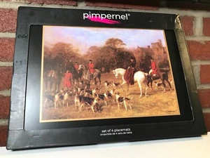 Pimpernel 4 Tischsets Hot Mats Tally Ho Pferde Jagd Hunde Korkrücken 15 3/4x12" - Bild 1 von 12