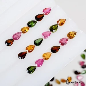 14 Ct/40 Pcs Natural Untreated Multi Color Tourmaline Pear Calibrated 6x4mm Gems - Picture 1 of 4