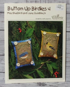 BUTTON UP BIRDIES 4 May Bluebird and June Goldfinch cross stitch charts - Picture 1 of 2