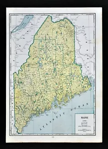 1944 Geographical Map Maine Portland Bangor Lewiston Augusta Waterville Caribou - Picture 1 of 1
