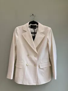 WOMENS JACKET BLAZER UK 8 BY VANESSA SEWARD DOUBLE BREASTED LINED CREAM BNT - Picture 1 of 4