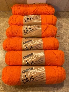 Caron Carefree Plus Yarn Tangerine (Orange) Lot of 6 Vintage - Picture 1 of 12