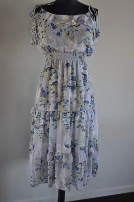 Vestido Misa Los Angeles INEA Mujer Talla Pequeña NUEVO con etiquetas Azul Floral Foto 1 de 4