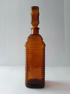 Decantador de vidrio ámbar vintage con tapón barra bebidas licores fiesta - Imagen 1 de 3