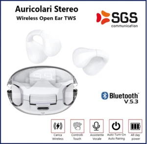 Auricolari wireless Bluetooth SGS 5.3 cuffie OPEN EAR universali senza fili TWS - Foto 1 di 7