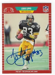 Autographed 1989 Pro Set LOUIS LIPPS Pittsburgh Steelers card #351 Show Ticket - Picture 1 of 1