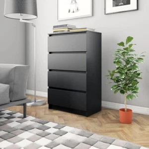 4-Drawer Side Cabinet Storage Unit Black Sideboard Chest Modern Home Furniture - Picture 1 of 6