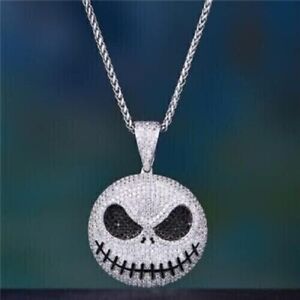 4Ct Round Cut Simulated Diamond Halloween Pendant 14K White Gold Plated Silver