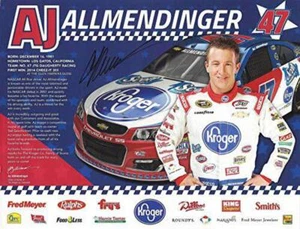 AUTOGRAPHED 2016 AJ Allmendinger #47 Kroger Racing (JTG Daugherty Team) Sprint C - Picture 1 of 2