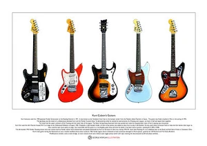 Kurt Cobain's Guitars Limited Edition Fine Art Print A3 size - Picture 1 of 1