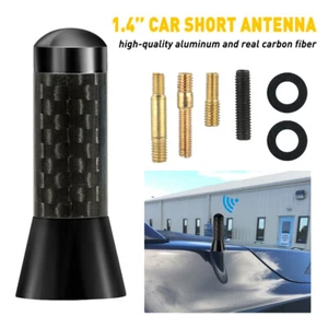 1.4" Car Carbon Fiber SUV Truck AM/FM Short Radio Antenna Stubby Screw Aluminum - Picture 1 of 12